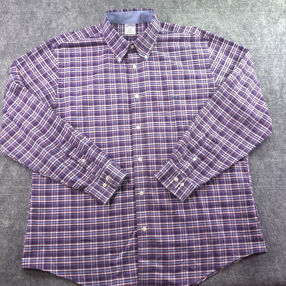 Brooks Brothers Shirt XL Regent Non Iron Long Sleeve Button Down Multicolor Logo